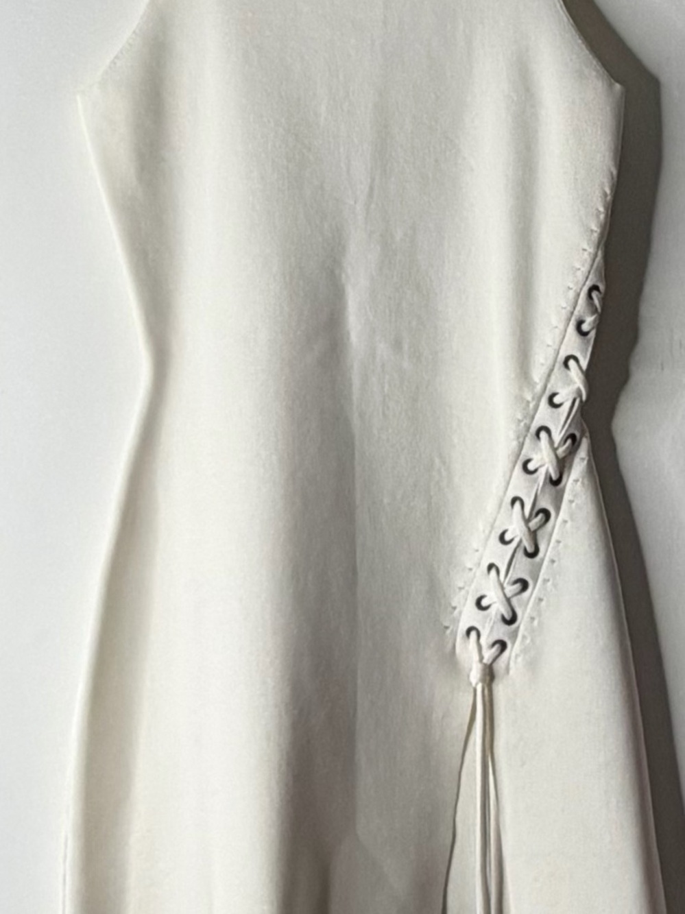 Alexander Wang Cream Lace-Up Side Midi Dress